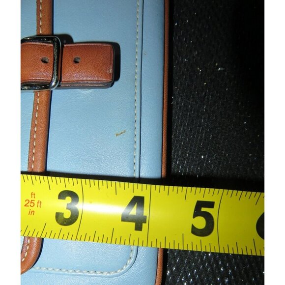 Coach Vintage Soho Powder Blue Wristlet with Tan leather trim & buckle flap and - Picture 4 of 5